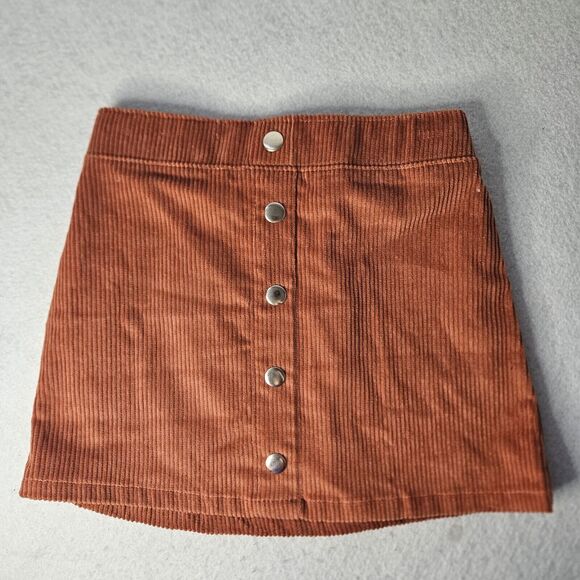 CYNTHIA ROWLEY Girls Sz S (5/6) Burnt Orange Corduroy Skirt Button - Picture 1 of 5